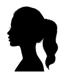 A silhouette of a woman with a ponytail